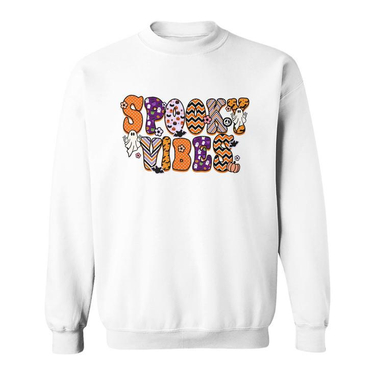 Thick Thights And Spooky Vibes Boo Colorful Halloween Sweatshirt