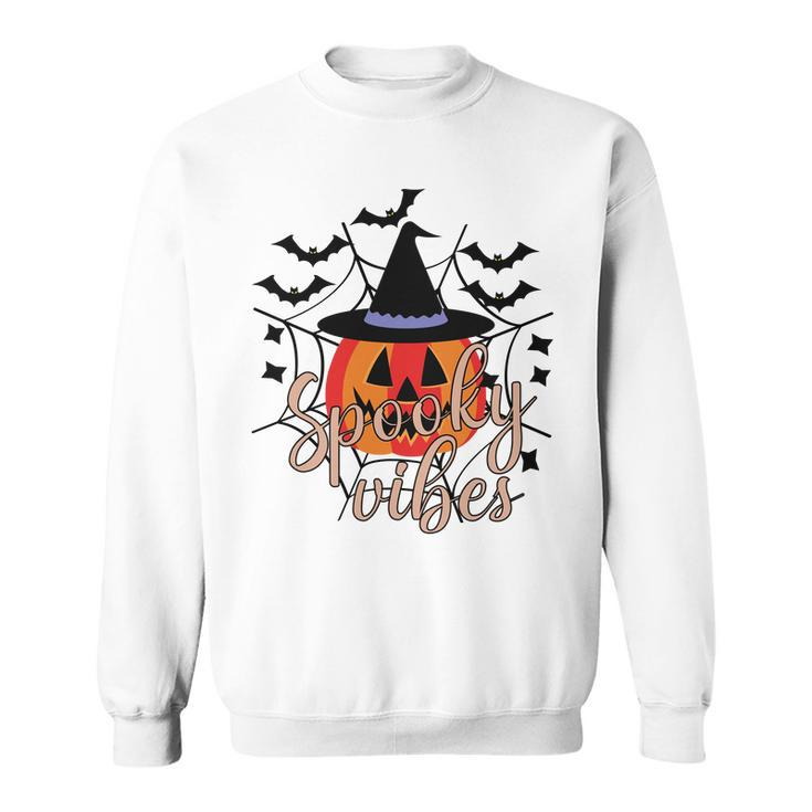 Thick Thights And Spooky Vibes Halloween Pumpkin Ghost Sweatshirt