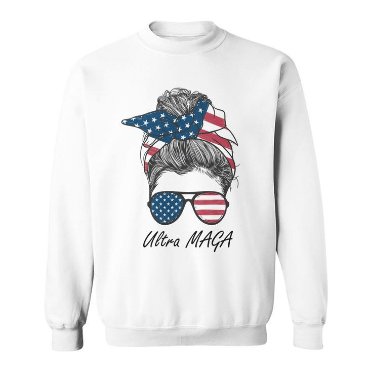 Ultra Maga Messy Bun Parody Trump 2024 Anti Biden Tshirt Sweatshirt