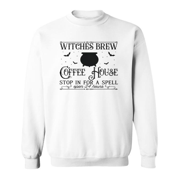 Vintage Halloween Sign Witches Brew Coffee House Men Women Sweatshirt Graphic Print Unisex