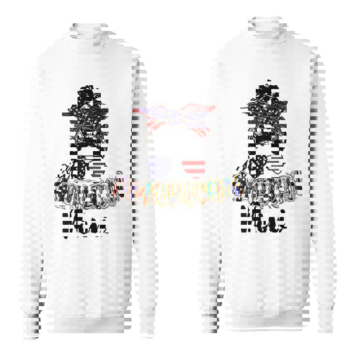 Womens All American Mimi Messy Bun 4Th Of July Independence Day  Sweatshirt