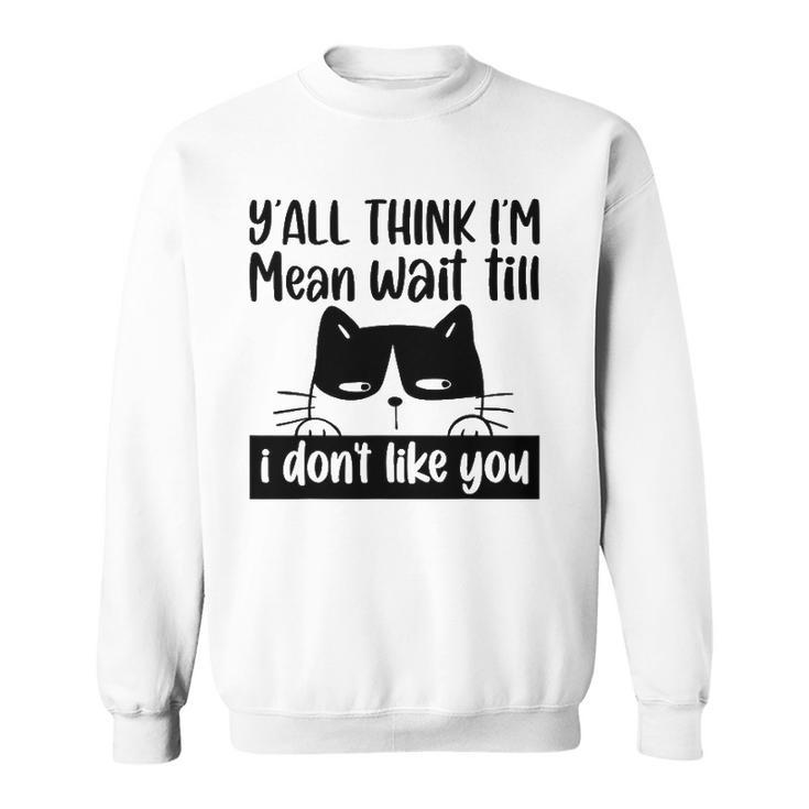Y&8217All Think I&8217M Mean Wait Till I Don&8217T Like You Funny Cat Sweatshirt