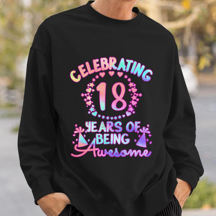 18 Years Of Being Awesome 18 Year Old Birthday Girl Graphic Design Printed Casual Daily Basic Sweatshirt Gifts for Him