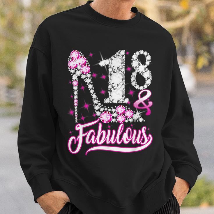 18 Years Old Gifts 18 & Fabulous 18Th Birthday Pink Diamond Men Women Sweatshirt Graphic Print Unisex Gifts for Him