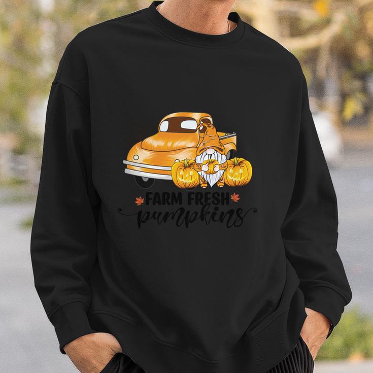 Farm Fresh Pumpkins Fall Truck Yellow Gnomes Men Women Sweatshirt Graphic Print Unisex