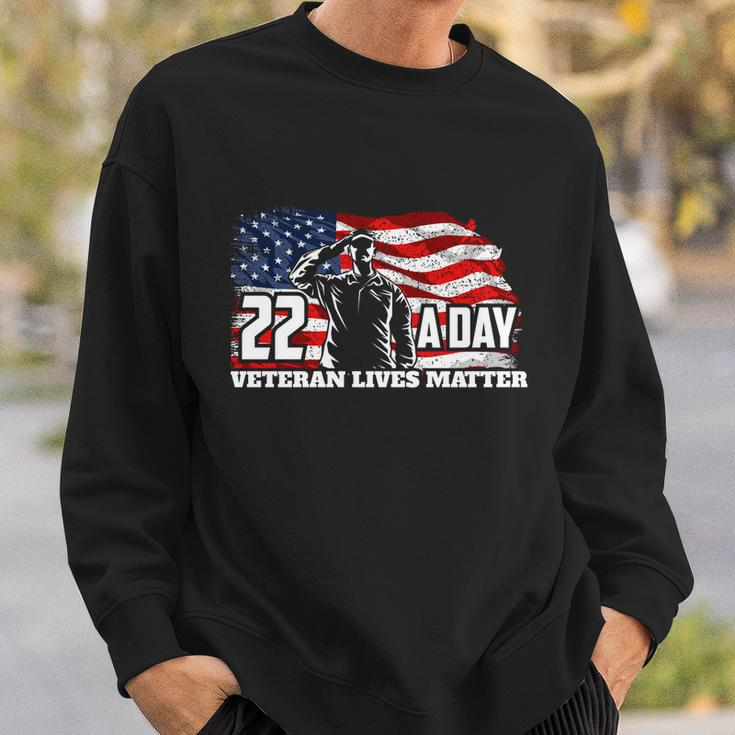 22 Per Day Veteran Lives Matter Suicide Awareness Usa Flag Gift Graphic Design Printed Casual Daily Basic Sweatshirt Gifts for Him