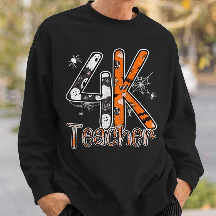 4K Teacher Halloween Trick Or Treat Happy Spooky Season Sweatshirt Gifts for Him