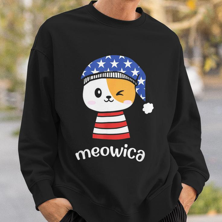 4Th Of July Cat Meowica Independence Day Patriot Usa Flag Sweatshirt Gifts for Him