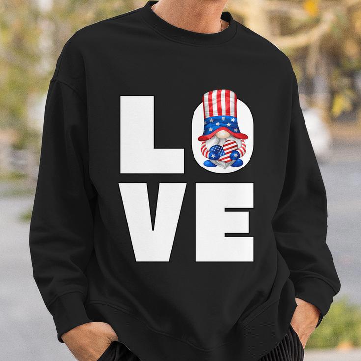 4Th Of July Gnome For Women Patriotic American Flag Heart Gift Sweatshirt Gifts for Him