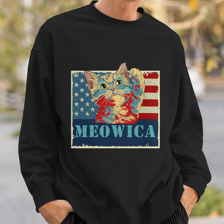 4Th Of July Meowica Cat Us Flag Cat Lover Sweatshirt Gifts for Him