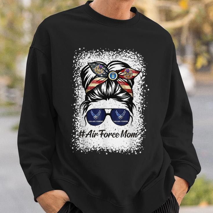 Air Force Mom Messy Bun Sunglasses Military Mom Mothers Day Sweatshirt Gifts for Him