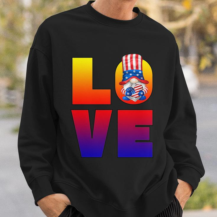 American Flag Gnome Shows Love Patriotic Heart 4Th Of July Gift Sweatshirt Gifts for Him