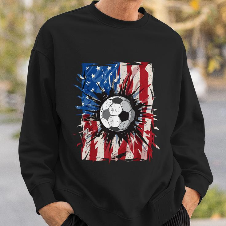 American Flag Soccer Ball 4Th Of July Cool Sport Patriotic Sweatshirt Gifts for Him