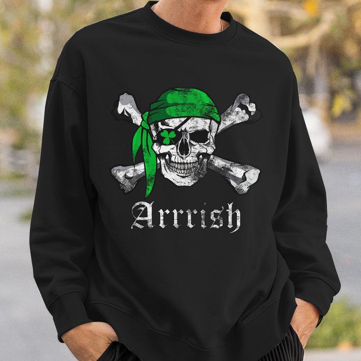 Arrrish Irish Pirate Skull Clover Tshirt Sweatshirt Gifts for Him