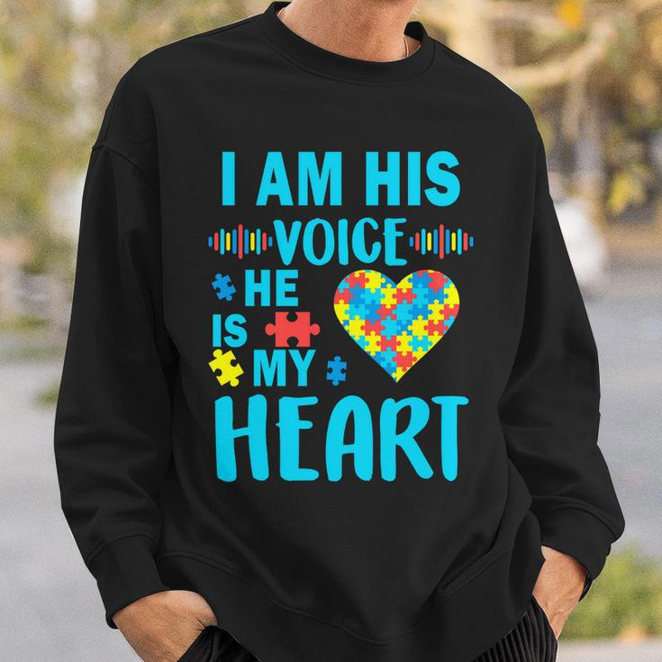 Autism I Am His Voice He Is My Heart Tshirt Sweatshirt Gifts for Him