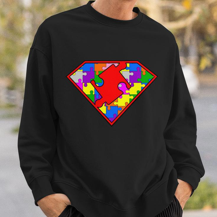 Autism Superhero Puzzle Crest Tshirt Sweatshirt Gifts for Him