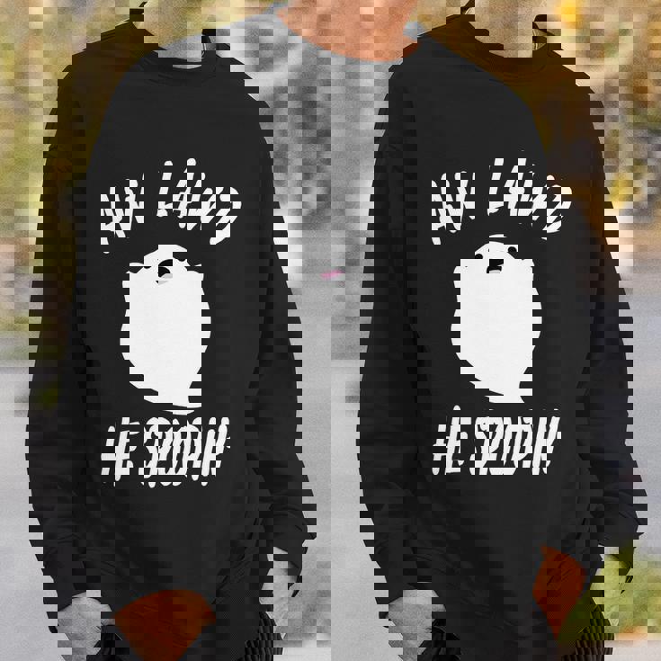 Aw Lawd He Spoopin Concerned Ghost Design Graphic Design Printed Casual Daily Basic Sweatshirt Gifts for Him
