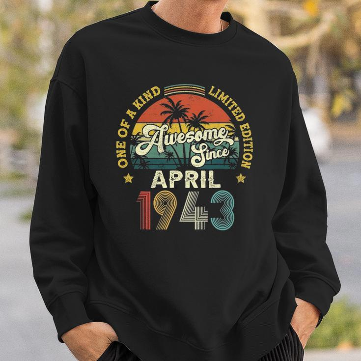 Awesome Since April 1943 Vintage 80Th Birthday For Men Women Sweatshirt Gifts for Him