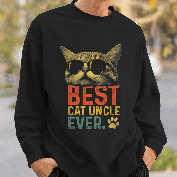 Best Cat Uncle Ever Vintage Cat Lover Cool Sunglasses Funny Sweatshirt Gifts for Him