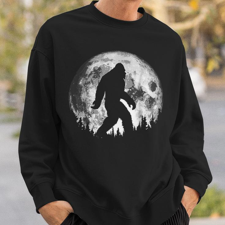 Bigfoot Night Stroll Cool Full Moon Night & Trees Sasquatch Men Women Sweatshirt Graphic Print Unisex Gifts for Him