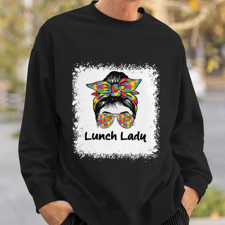 Bleached Lunch Lady Messy Hair Woman Bun Lunch Lady Life Gift Sweatshirt Gifts for Him