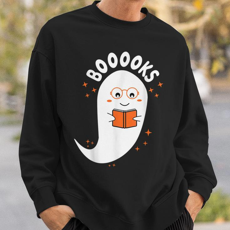 Booooks Ghost Boo Read Books Library Teacher Halloween Cute Sweatshirt Gifts for Him