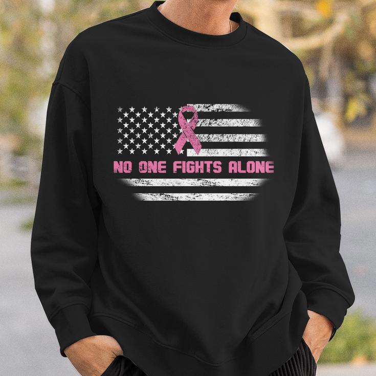 Breast Cancer Flag No One Fights Alone Tshirt Sweatshirt Gifts for Him