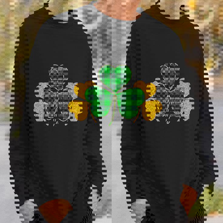 Buffalo Shamrock Plaid Irish Clovers Graphic Design Printed Casual Daily Basic Sweatshirt Gifts for Him