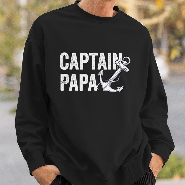 Captain Papa Pontoon Lake Sailor Fuuny Fishing Boating Sweatshirt Gifts for Him