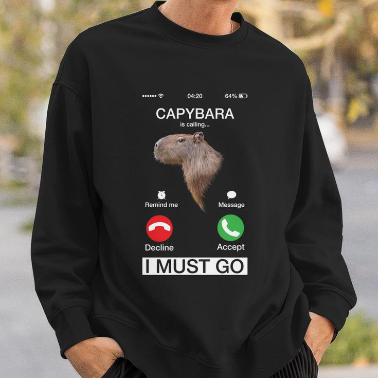 Capybara Is Calling Funny Capibara Rodent Animal Lover Humor Cute Gift Sweatshirt Gifts for Him