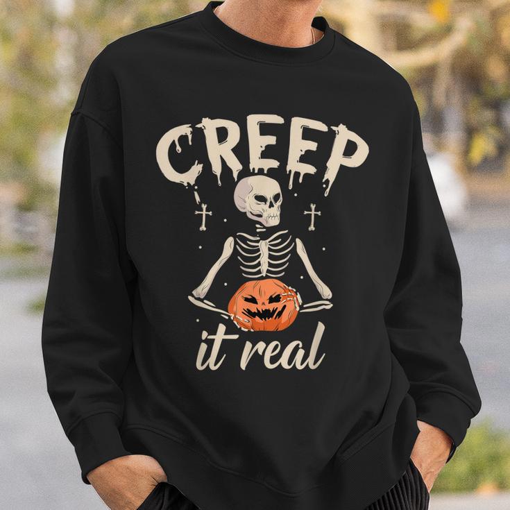 Creep It Real Halloween Funny Skeleton Lover Undead Monster Sweatshirt Gifts for Him