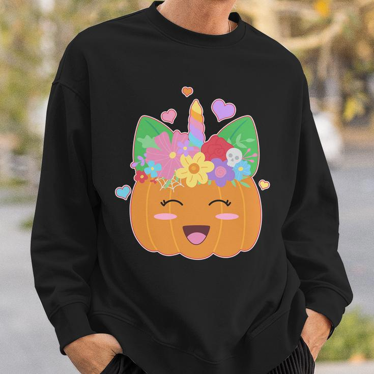 Cute Halloween Unicorn Pumpkin Graphic Design Printed Casual Daily Basic Sweatshirt Gifts for Him