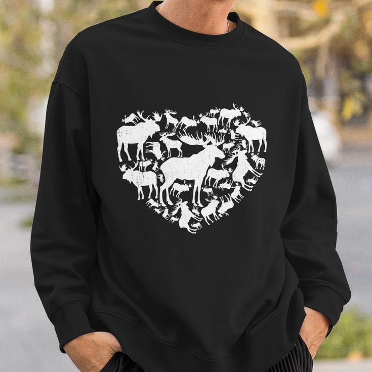 Cute Valentines Day Couple Heart Moose Animals Lover Gift Sweatshirt Gifts for Him