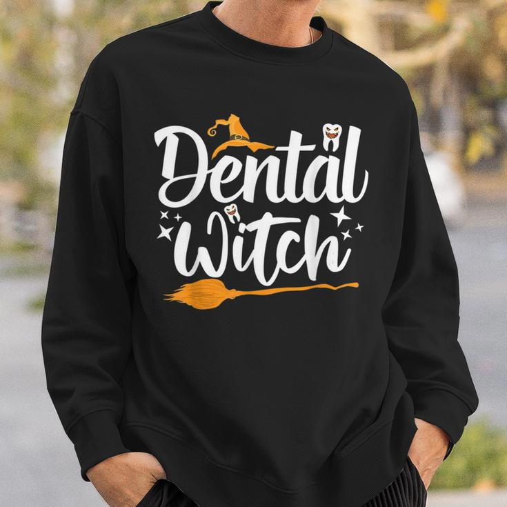 Dental Witch Hats Halloween Broom Stick Ghost Dentist Sweatshirt Gifts for Him