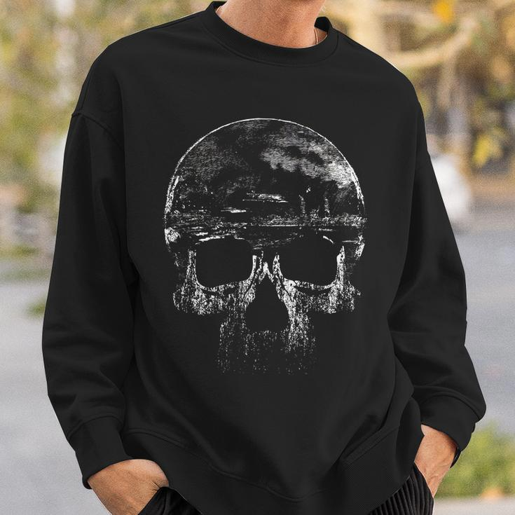 Distressed Skull Graphic Sweatshirt Gifts for Him