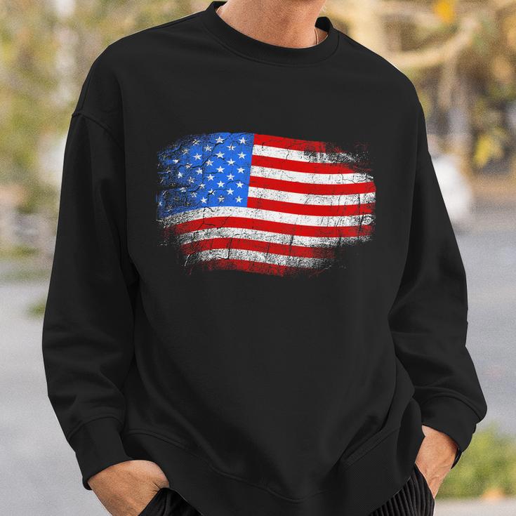 Distressed Usa Waving Flag Sweatshirt Gifts for Him