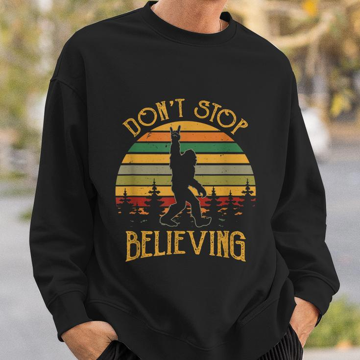Dont Stop Believing Bigfoot Rock And Roll Retro Sasquatch Sweatshirt Gifts for Him
