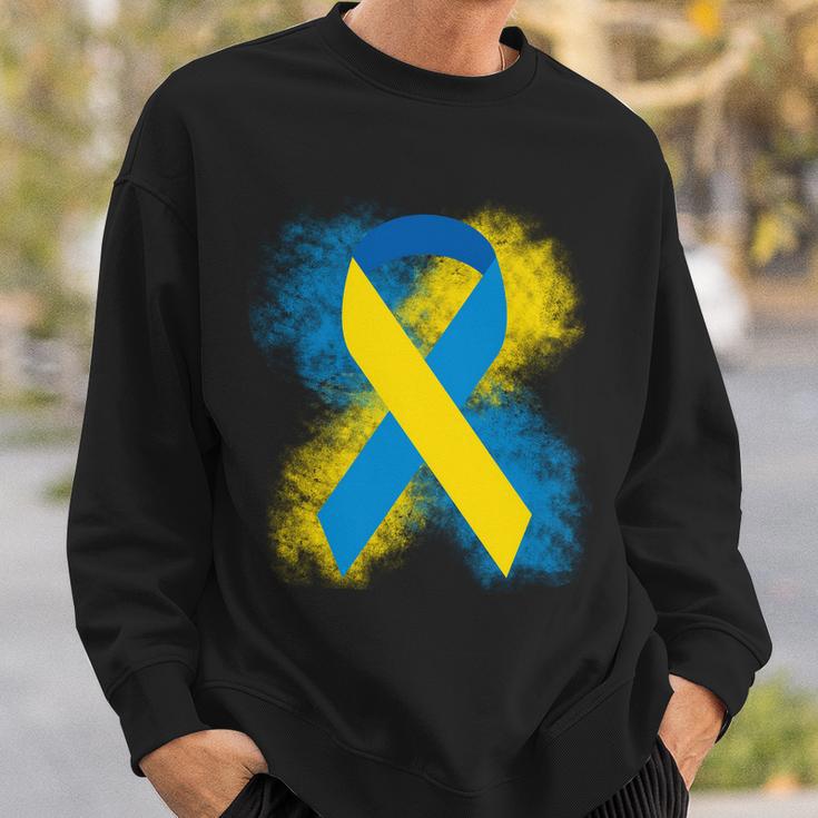 Down Syndrome Awareness Blue & Yellow Ribbon Sweatshirt Gifts for Him