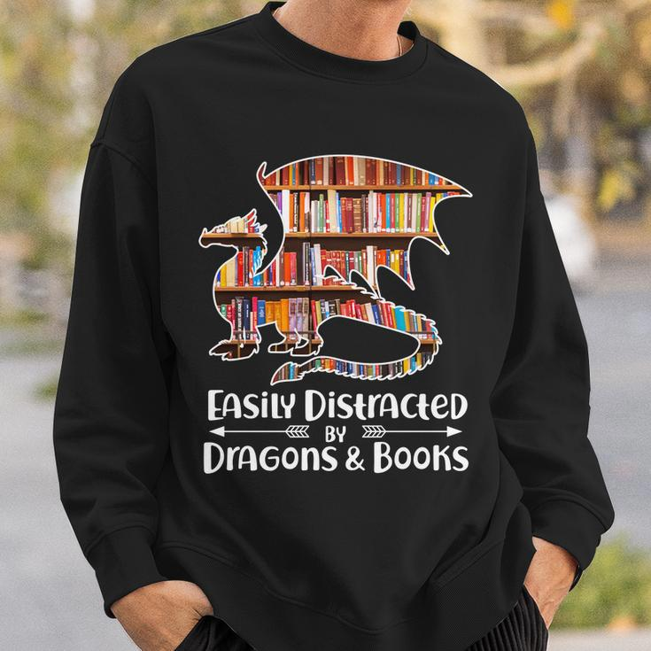 Easily Distracted By Dragons And Books V2 Sweatshirt Gifts for Him
