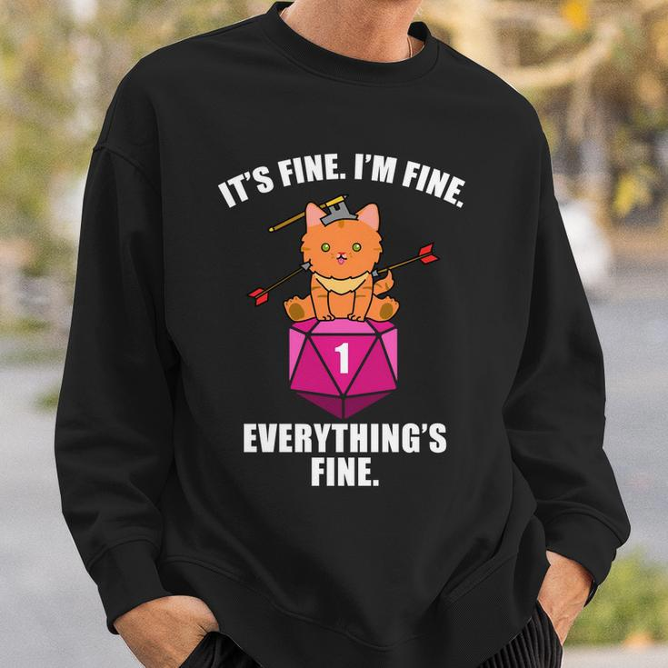 Everythings Fine Cute Cat Dnd Sweatshirt Gifts for Him