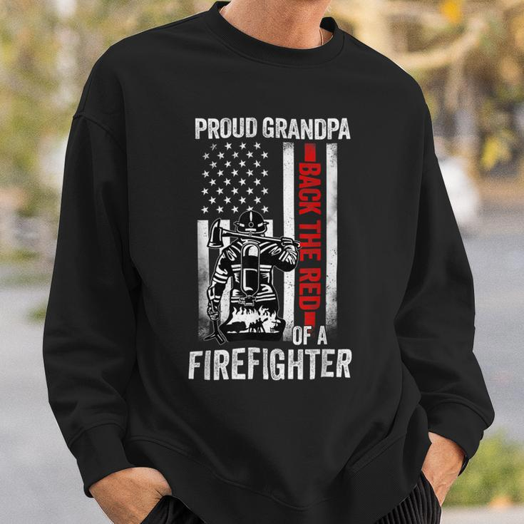 Firefighter Proud Grandpa Of A Firefighter Back The Red American Flag Sweatshirt Gifts for Him