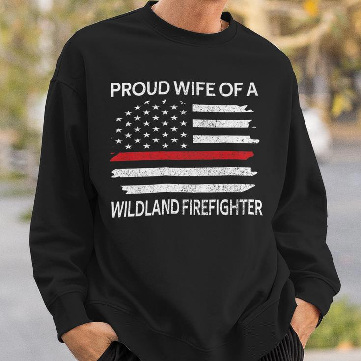 Firefighter Proud Wife Of A Wildland Firefighter Wife Firefighting Sweatshirt Gifts for Him