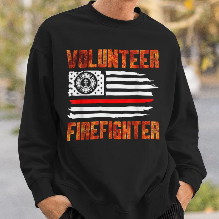 Firefighter Red Line Flag Fireman Wife Girlfriend Volunteer Firefighter Sweatshirt Gifts for Him