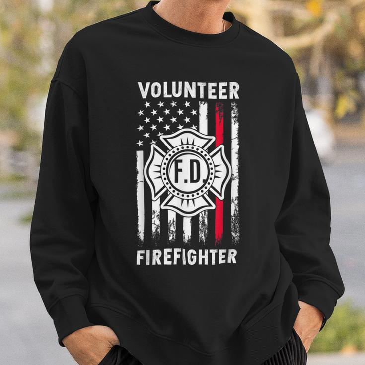 Firefighter Red Line Flag Fireman Wife Mom Volunteer Firefighter V2 Sweatshirt Gifts for Him