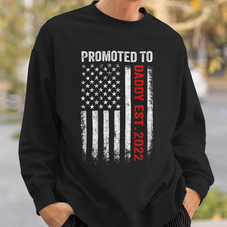 Firefighter Red Line Promoted To Daddy 2022 Firefighter Dad On Back V2 Sweatshirt Gifts for Him