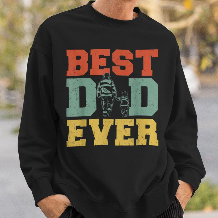 Firefighter Retro Best Dad Ever Firefighter Daddy Happy Fathers Day V2 Sweatshirt Gifts for Him