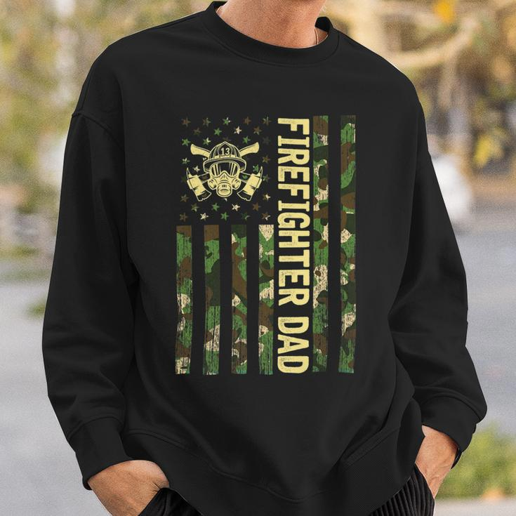 Firefighter Retro Camouflage Usa Flag Firefighter Dad Fathers Day V3 Sweatshirt Gifts for Him