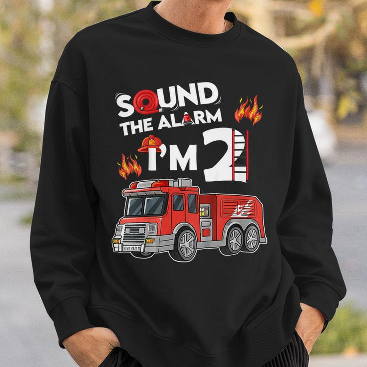 Firefighter Sound The Alarm Im 2 Little Firefighter 2Nd Birthday Sweatshirt Gifts for Him