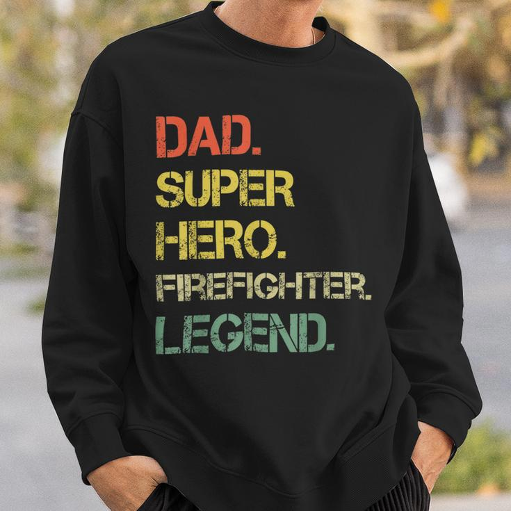 Firefighter Vintage Style Dad Hero Firefighter Legend Fathers Day Sweatshirt Gifts for Him