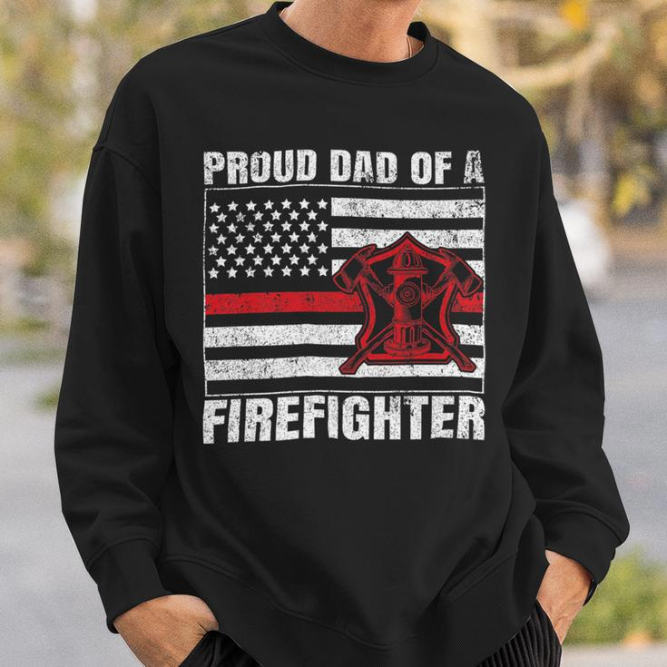 Firefighter Vintage Usa Flag Proud Dad Of A Firefighter Fathers Day Sweatshirt Gifts for Him